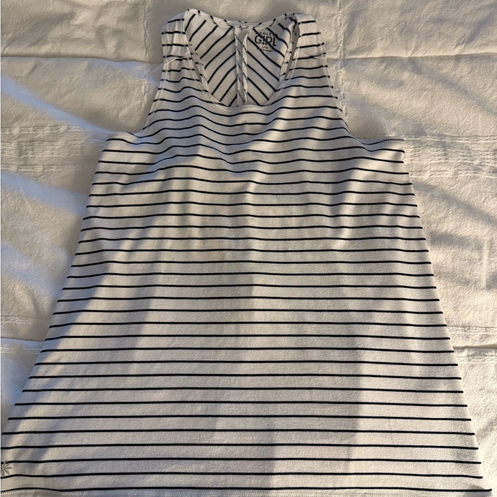 Athleta Black and White Striped Relaxed Tank Top